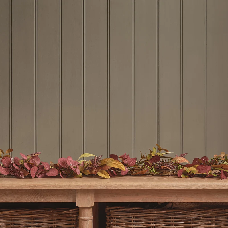 Herbstdeko-Set aus beleuchtetem Kranz & Girlande mit Laub