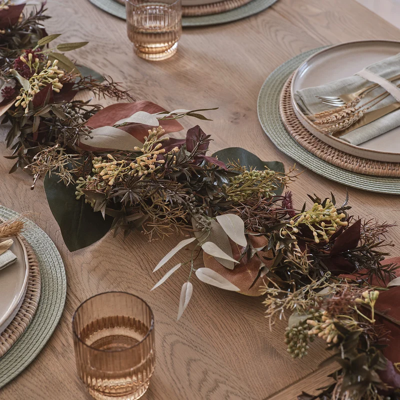 2m Herbst- und Wintergirlande mit Beleuchtung