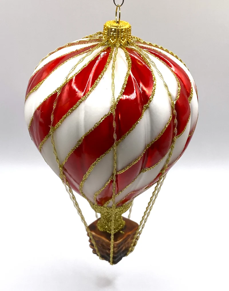 Heissluftballon, weiss rot gestreift