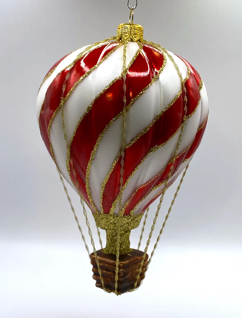 Heissluftballon, weiss rot gestreift