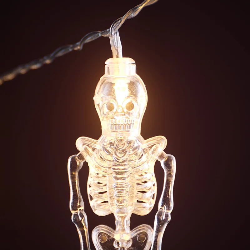 10er LED Lichterkette Skelett Halloween Batteriebetrieb