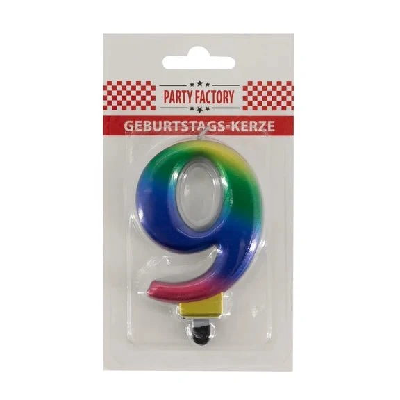 9-Jahres-Kerze „Regenbogen“, 8 cm