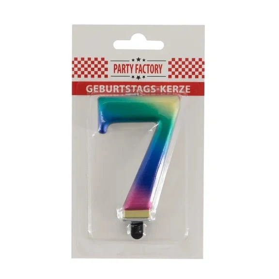 7-Jahres-Kerze „Regenbogen“, 8 cm