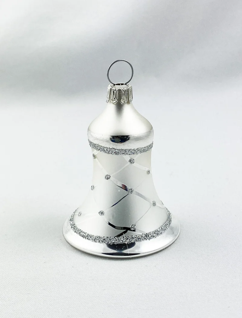 Weihnachts-Glöckchen silber mit Rautenmuster