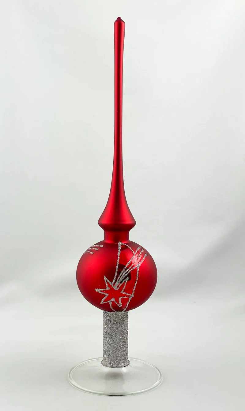Christbaumspitze rot mit silbernem Sternenschweif