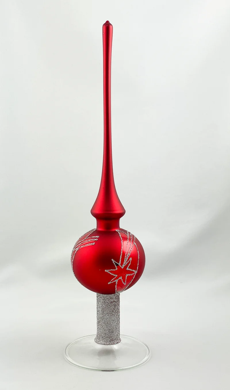 Christbaumspitze rot mit silbernem Sternenschweif