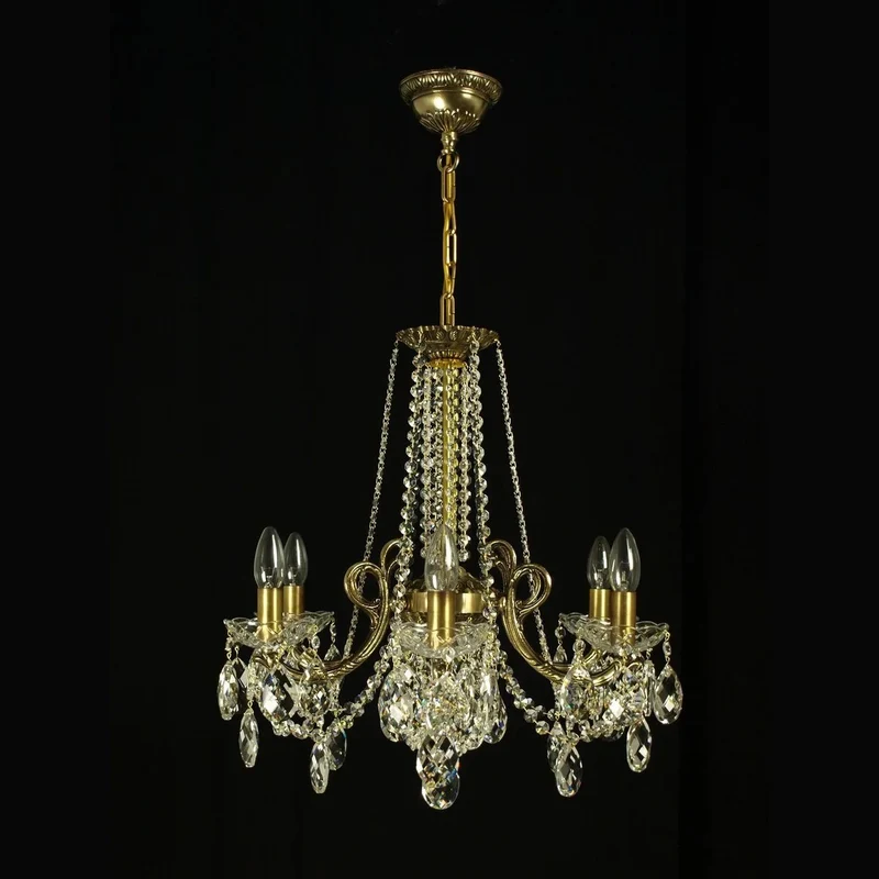 Casa Padrino Luxus Barock Kristall Kronleuchter Gold Ø 58 x H. 40 cm - Prunkvolle Messing Kronleuchter mit böhmischem Kristallglas - Barock Möbel - Edel & Prunkvoll