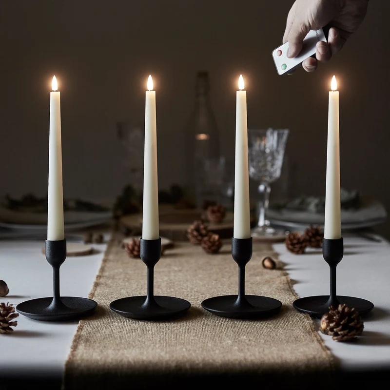 4er Set TruGlow® LED Stabkerzen Echtwachs mit Fernbedienung
