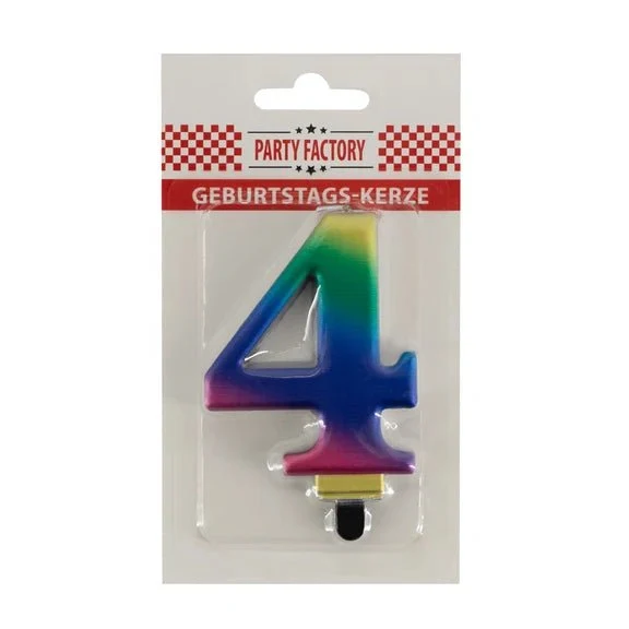 4-Jahres-Kerze „Regenbogen“, 8 cm