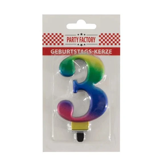 3-Jahres-Kerze „Regenbogen“, 8 cm