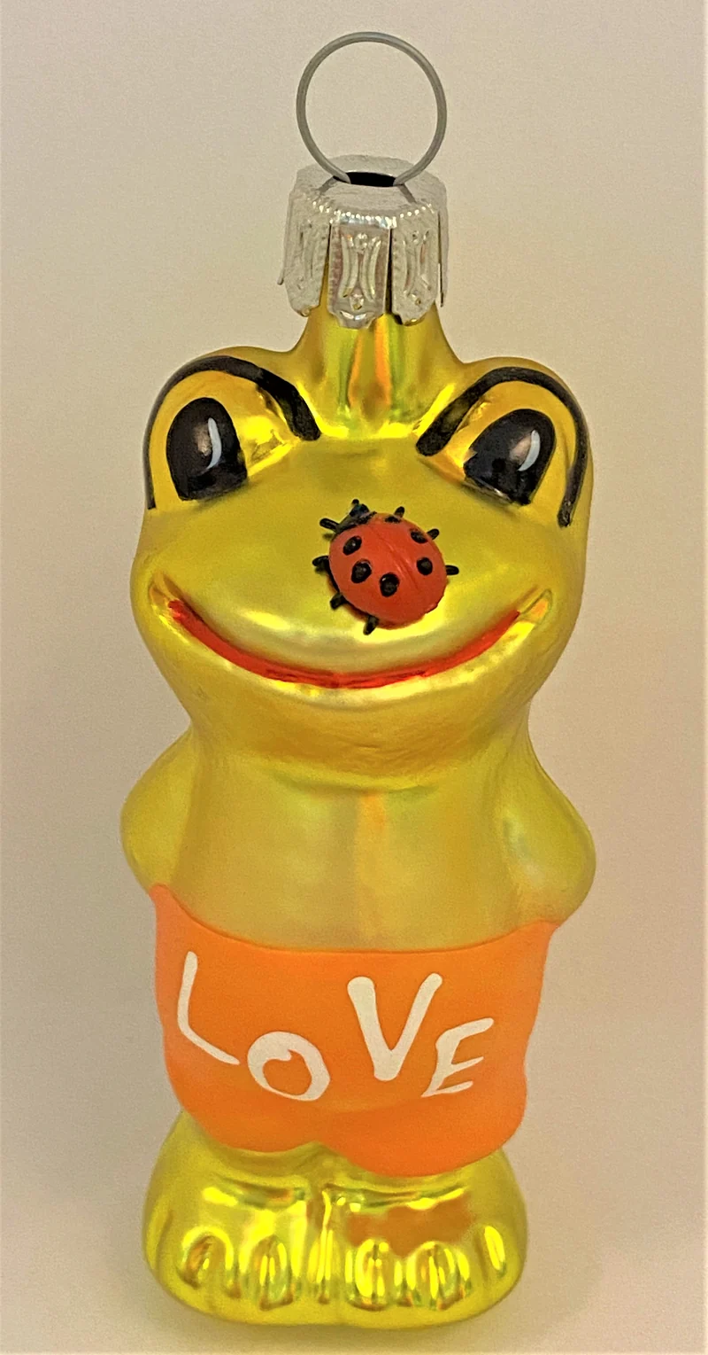 Froschjunge mit Glückskäfer auf der Nase