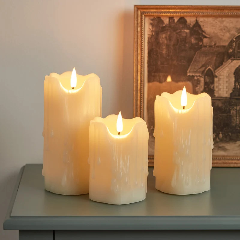 TruGlow® LED Kerzen Echtwachs Trio mit Tropf-Effekt