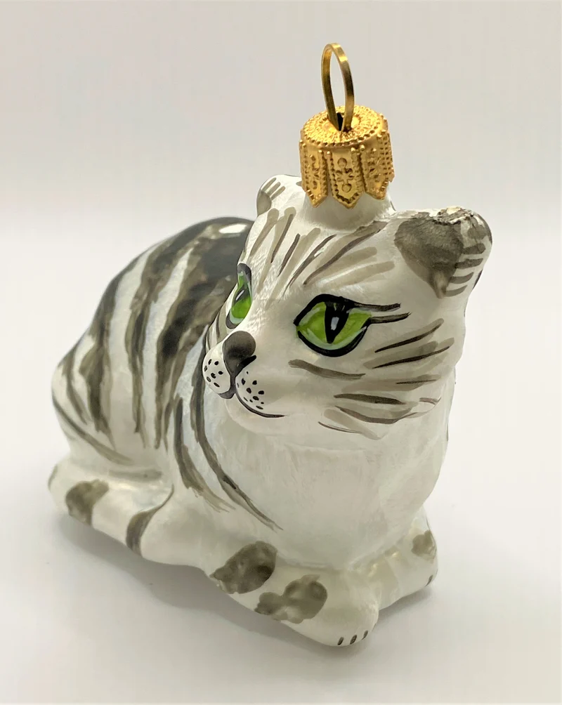 Weisse Tigerkatze mit grünen Augen
