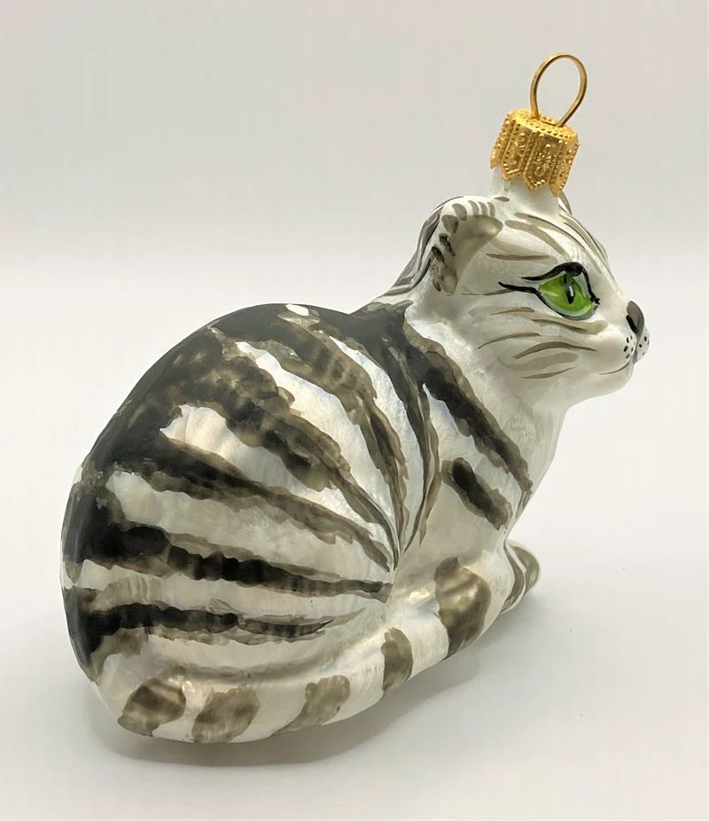 Weisse Tigerkatze mit grünen Augen