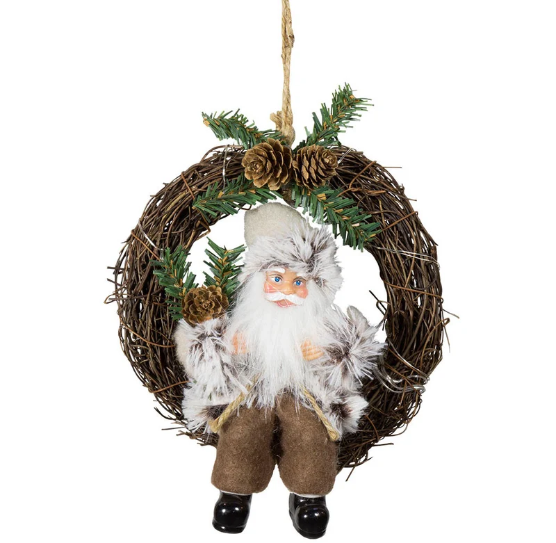 Weihnachtsmann im 2er Set, Türkranz 18cm LED