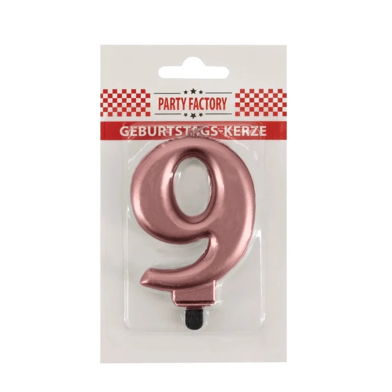 9-Jahre-Kerze, rosa metallic, 7 cm