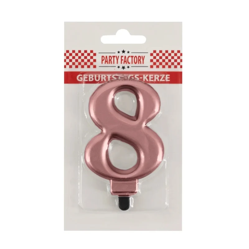 8-Jahres-Kerze, rosa metallic