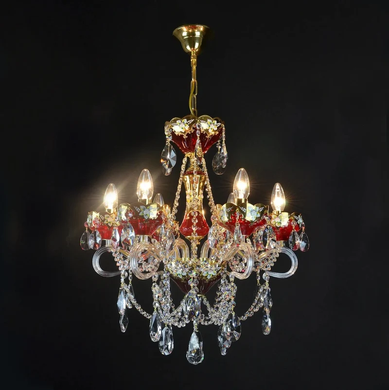Casa Padrino Luxus Barock Kristall Kronleuchter Gold Ø 53 x H. 58 cm - Prunkvolle Messing Kronleuchter mit böhmischem Kristallglas - Barock Möbel - Edel & Prunkvoll