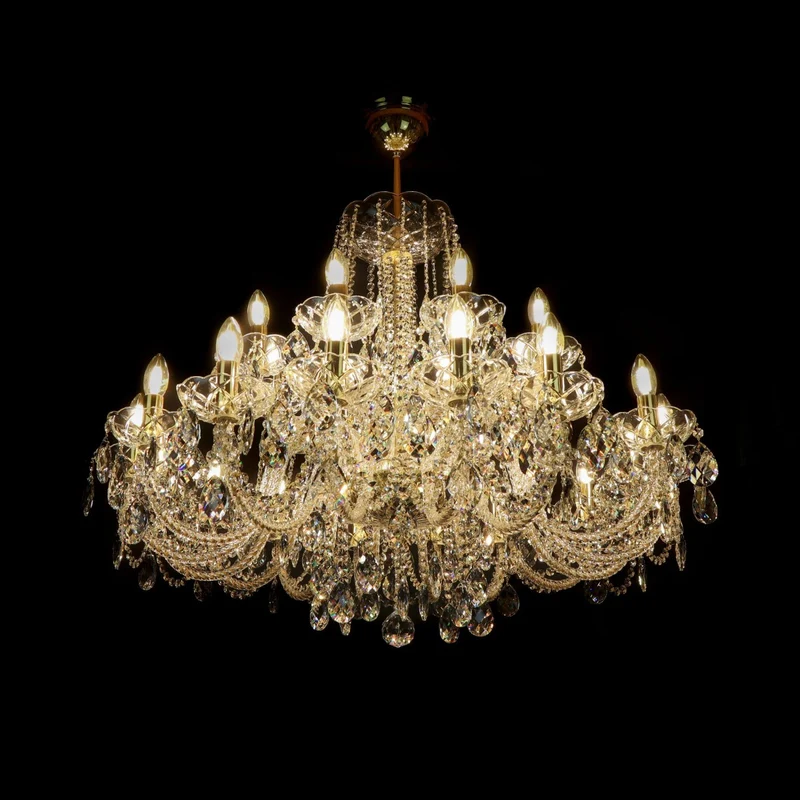 Casa Padrino Luxus Barock Kristall Kronleuchter Gold Ø 90 x H. 77 cm - Prunkvolle Messing Kronleuchter mit böhmischem Kristallglas - Barock Möbel - Edel & Prunkvoll