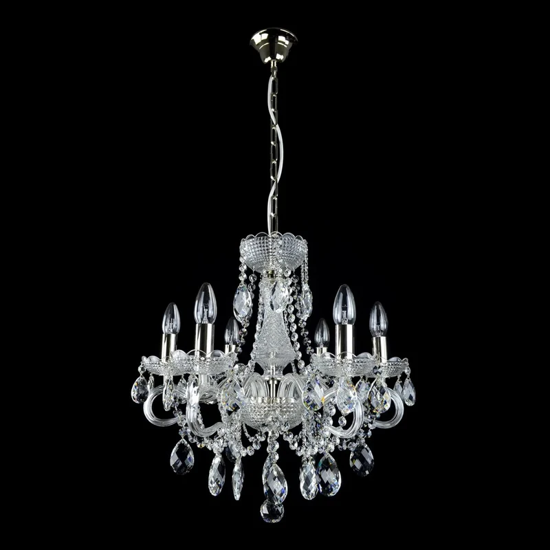 Casa Padrino Luxus Barock Kristall Kronleuchter Silber Ø 50 x H. 54 cm - Prunkvolle Messing Kronleuchter mit böhmischem Kristallglas - Barock Möbel - Edel & Prunkvoll