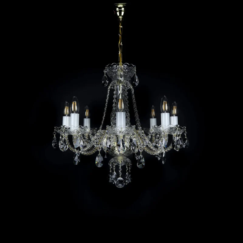 Casa Padrino Luxus Barock Kristall Kronleuchter Gold Ø 55 x H. 57 cm - Prunkvolle Messing Kronleuchter mit böhmischem Kristallglas - Barock Möbel - Edel & Prunkvoll