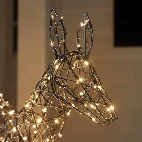 2er Set springende LED-Rentier Hirschkuh & Rehkitz L Harlow