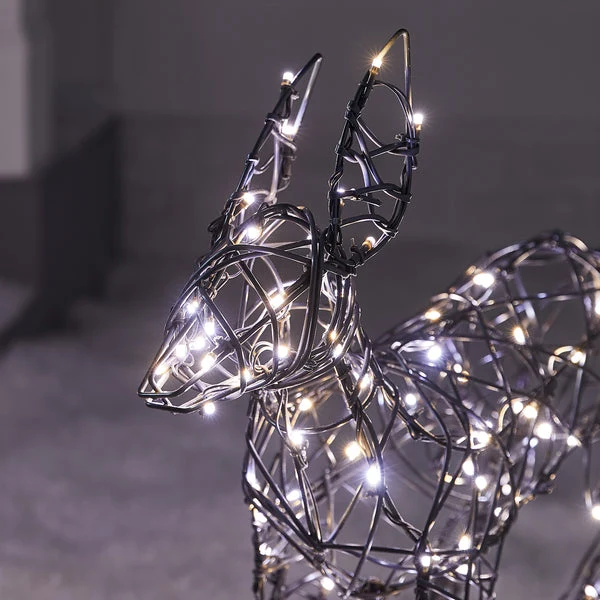 2er Set springende LED-Rentier Hirschkuh & Rehkitz L Harlow