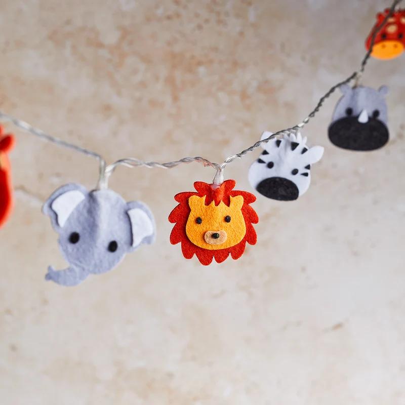 16er Safari Lichterkette Kinderzimmer aus Filz