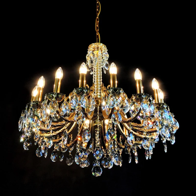 Casa Padrino Luxus Barock Kristall Kronleuchter Gold Ø 85 x H. 72 cm - Prunkvolle Messing Kronleuchter mit böhmischem Kristallglas - Barock Möbel - Edel & Prunkvoll