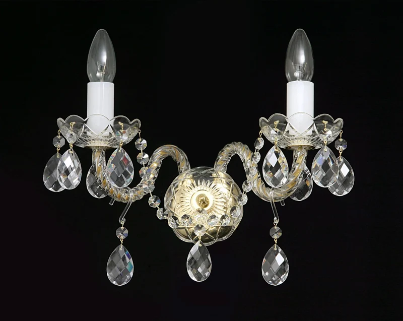 Casa Padrino Luxus Barock Kristall Wandleuchte Gold 40 x 20 x H. 25 cm - Prunkvolle Messing Wandleuchte mit böhmischem Kristallglas - Barock Möbel - Edel & Prunkvoll