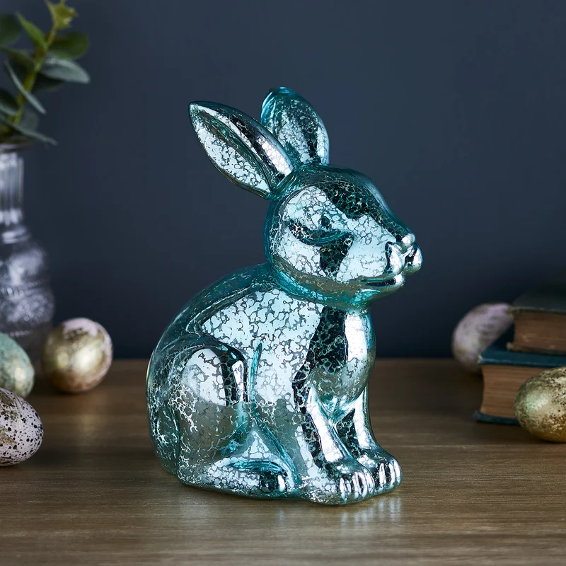 LED Osterdeko Hase aus Glas