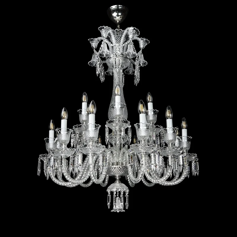 Casa Padrino Luxus Barock Kristall Kronleuchter Silber Ø 90 x H. 110 cm - Prunkvolle Messing Kronleuchter mit böhmischem Kristallglas - Barock Möbel - Edel & Prunkvoll