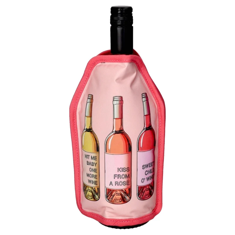 Kühlmanschette FROID mit Weinflaschen-Motiv in Rosa