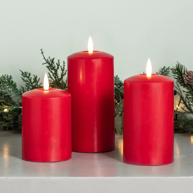 TruGlow® LED Kerzen Echtwachs Trio rot
