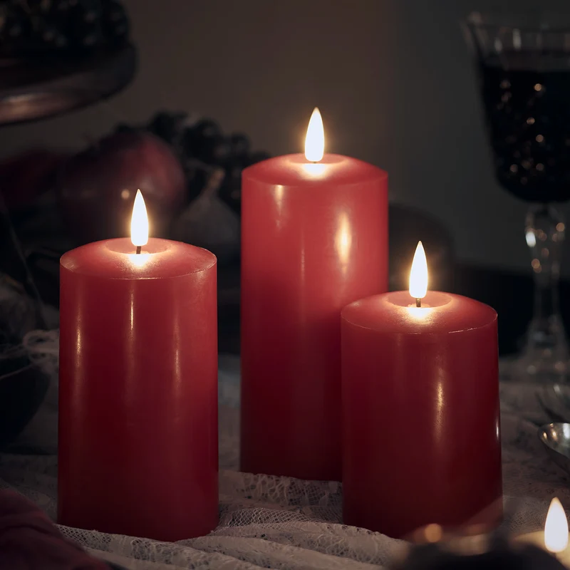 TruGlow® LED Kerzen Echtwachs Trio rot