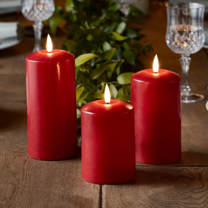 TruGlow® LED Kerzen Echtwachs Trio rot