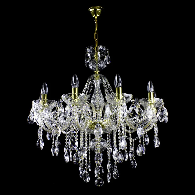 Casa Padrino Luxus Barock Kristall Kronleuchter Gold Ø 81 x H. 83 cm - Prunkvolle Messing Kronleuchter mit böhmischem Kristallglas - Barock Möbel - Edel & Prunkvoll