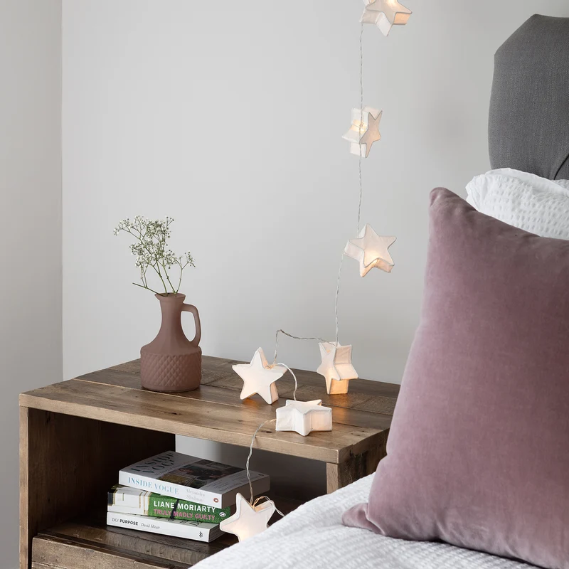 10er LED Papier Stern Lichterkette Batterie
