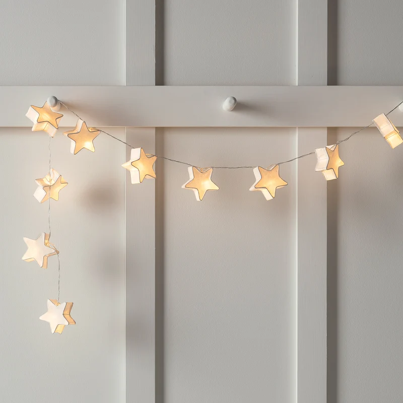 10er LED Papier Stern Lichterkette Batterie