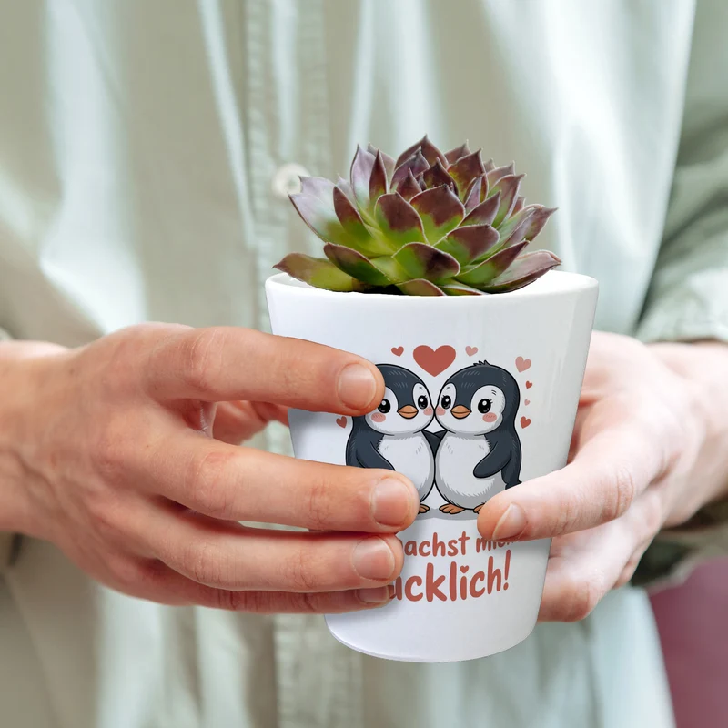 Kawaii Pinguine - Du machst mich glücklich Blumentopf