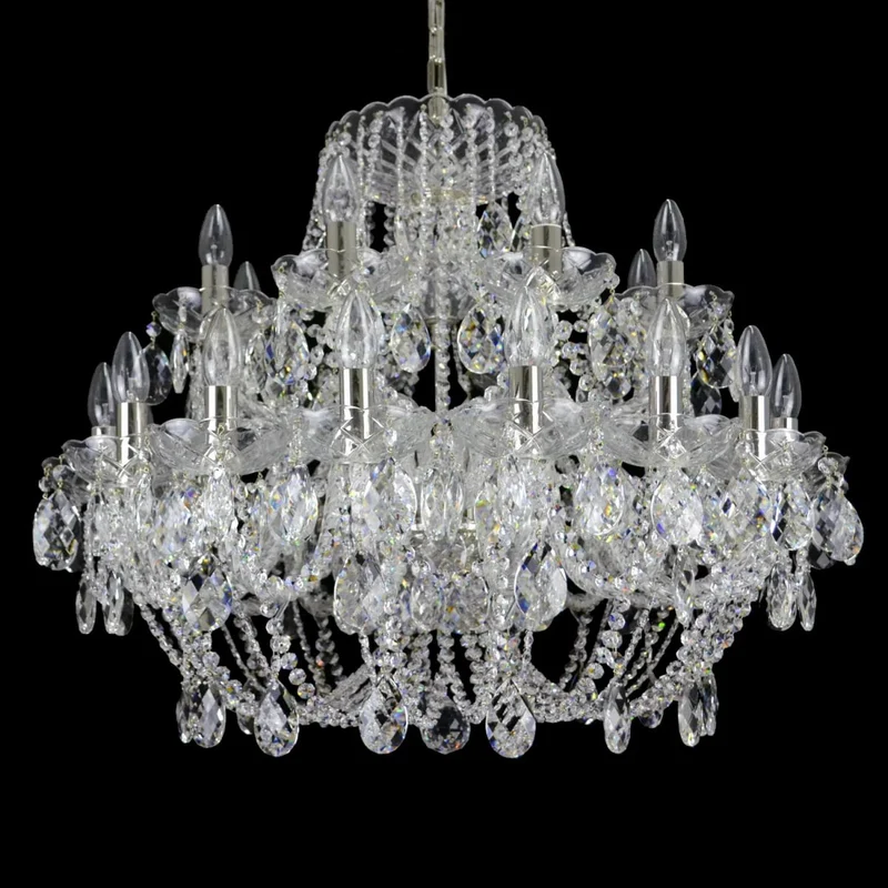 Casa Padrino Luxus Barock Kristall Kronleuchter Silber Ø 80 x H. 66 cm - Prunkvolle Messing Kronleuchter mit böhmischem Kristallglas - Barock Möbel - Edel & Prunkvoll