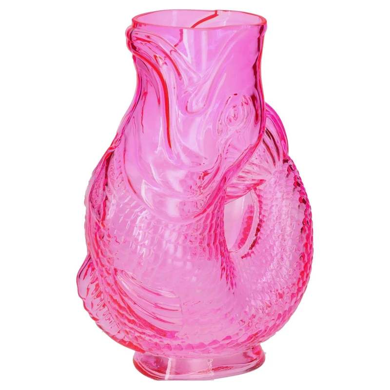 Fischvase JACQUARD M aus Glas in Pink, 20,5x30x13cm