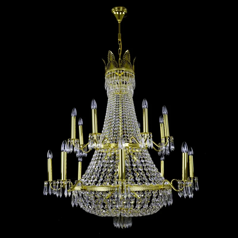 Casa Padrino Luxus Barock Kristall Kronleuchter Gold Ø 110 x H. 131 cm - Prunkvolle Messing Kronleuchter mit böhmischem Kristallglas - Barock Möbel - Edel & Prunkvoll