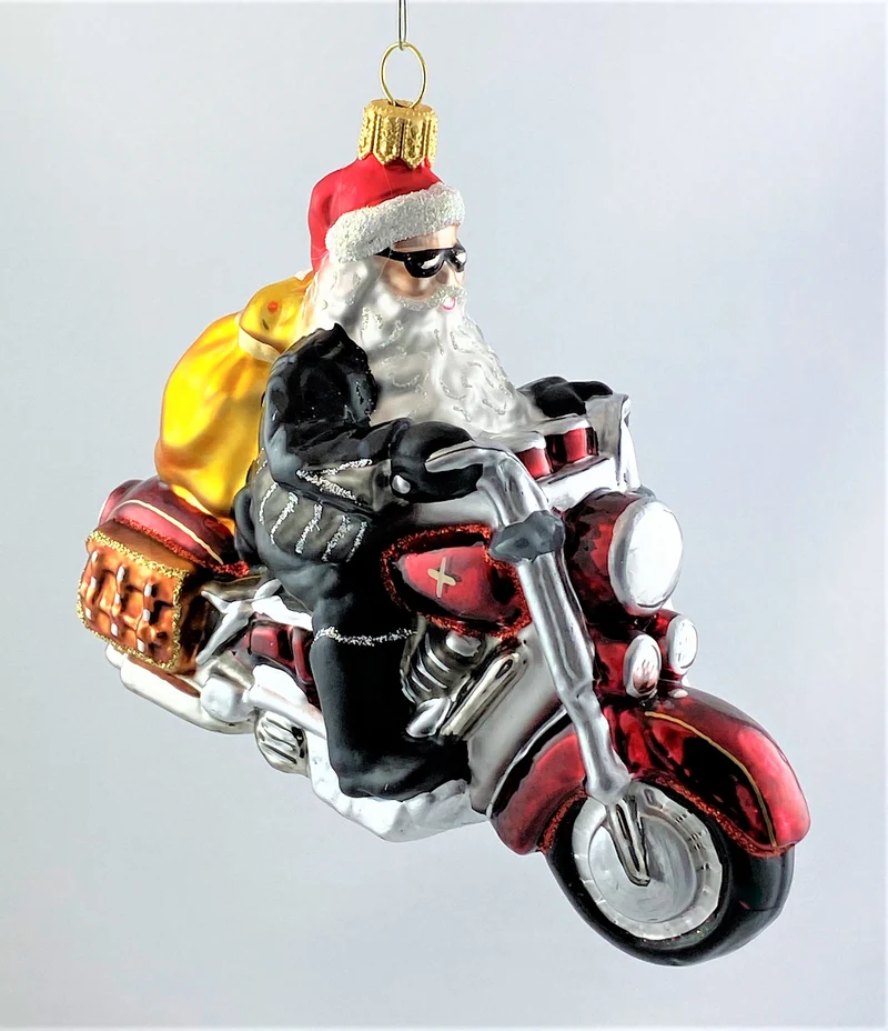 Santa bringt die Geschenke mit dem coolen Motorrad