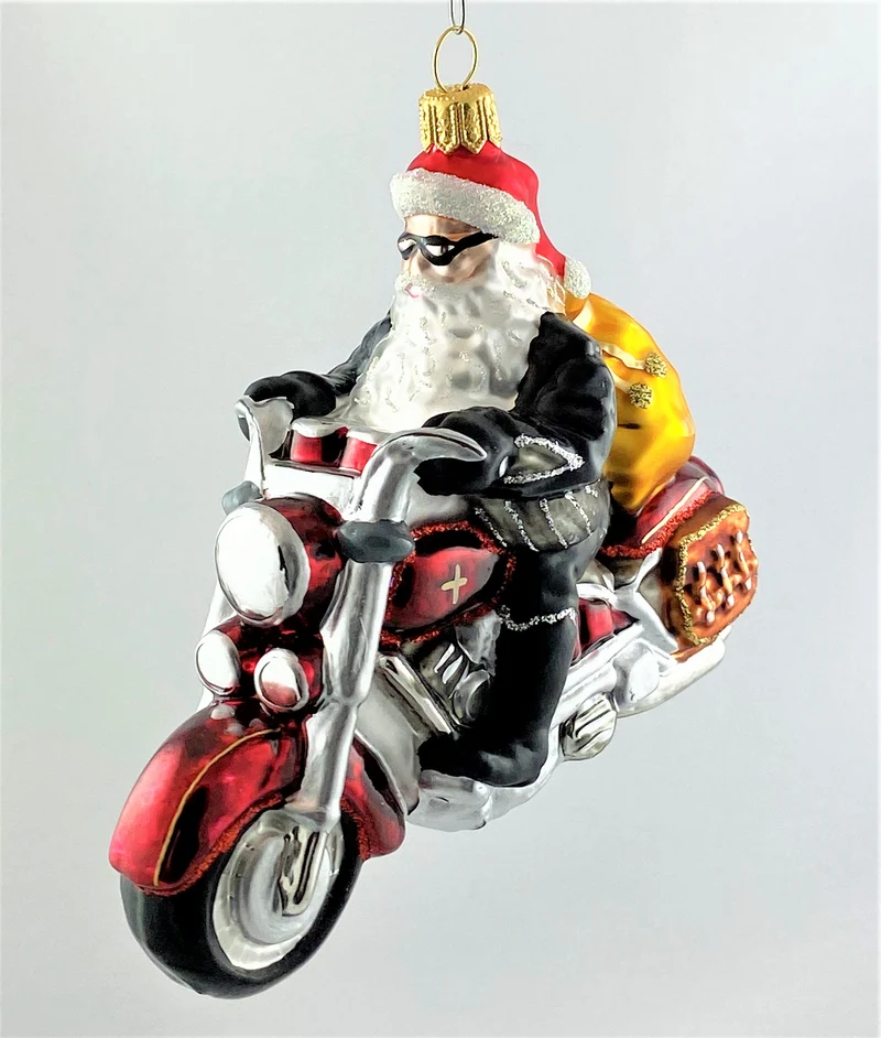 Santa bringt die Geschenke mit dem coolen Motorrad