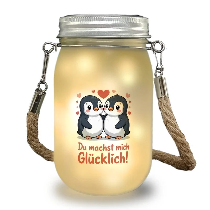 Kawaii Pinguine - Du machst mich glücklich Solarlicht