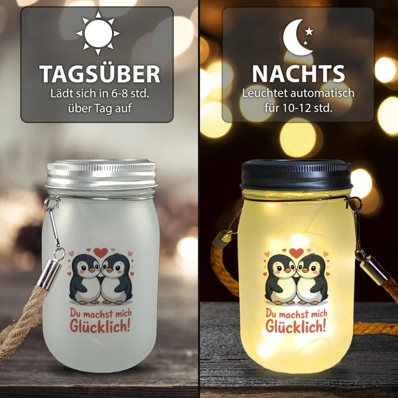 Kawaii Pinguine - Du machst mich glücklich Solarlicht