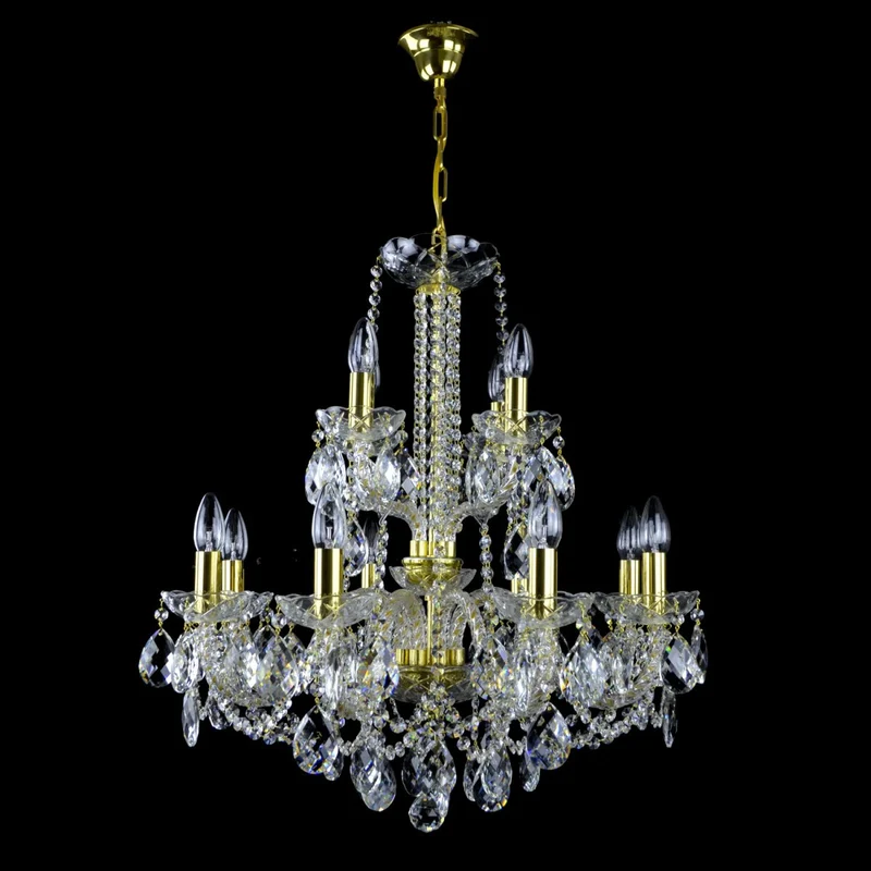 Casa Padrino Luxus Barock Kristall Kronleuchter Gold Ø 64 x H. 68 cm - Prunkvolle Messing Kronleuchter mit böhmischem Kristallglas - Barock Möbel - Edel & Prunkvoll