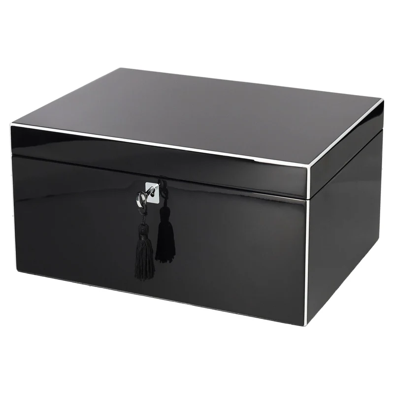 Schmuckbox TANG L in Schwarz mit Schloss 31x15x23cm