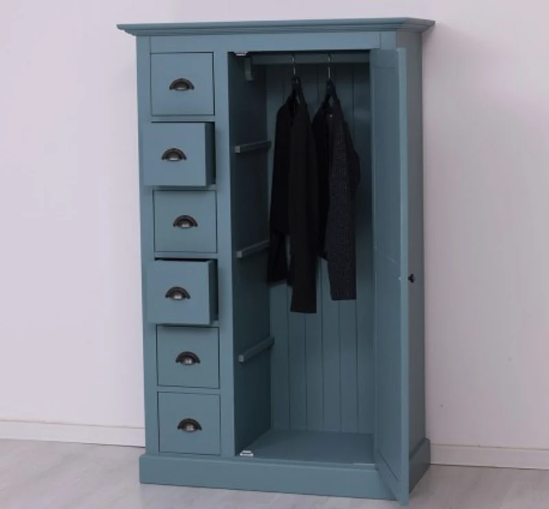 Casa Padrino Kleiderschrank im Landhausstil mit 1 Tür und 6 Schubladen, 101 x 49 x 160 cm